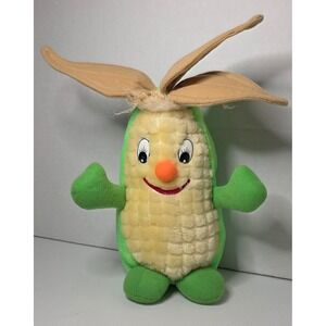 Vintage Goffa Corn Cob Stalk Plush Stuffed Animal Green Yellow Preowned